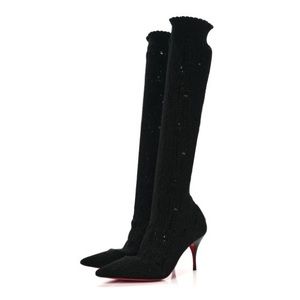 CHRISTIAN LOUBOUTIN Tricot Sandrine Sock Knee Boots